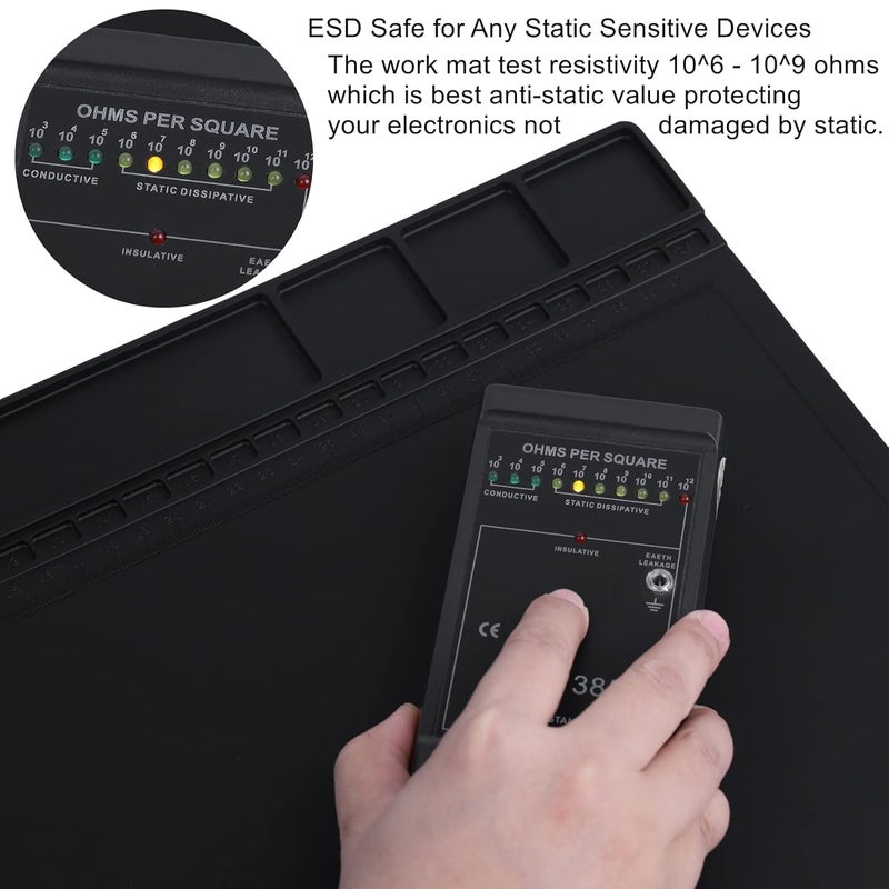 HPFIX Premium Heat Resistant 932°F Anti Static Mat, ESD Mat with Grounding Wire, Grounding Plug, and ESD Wristband, Silicone Soldering Repair Mat for Computer, PC Building, Eelectronics - Image 2